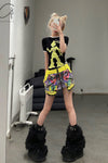 Windowsen "Alien" velvet conjoined short -sleeved PS23OP001 black